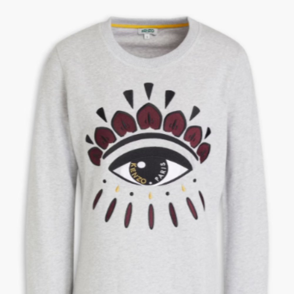 KENZO Embroidered mélange French cotton-terry sweatshirt